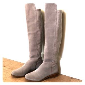 Tall over the knee grey suede boot